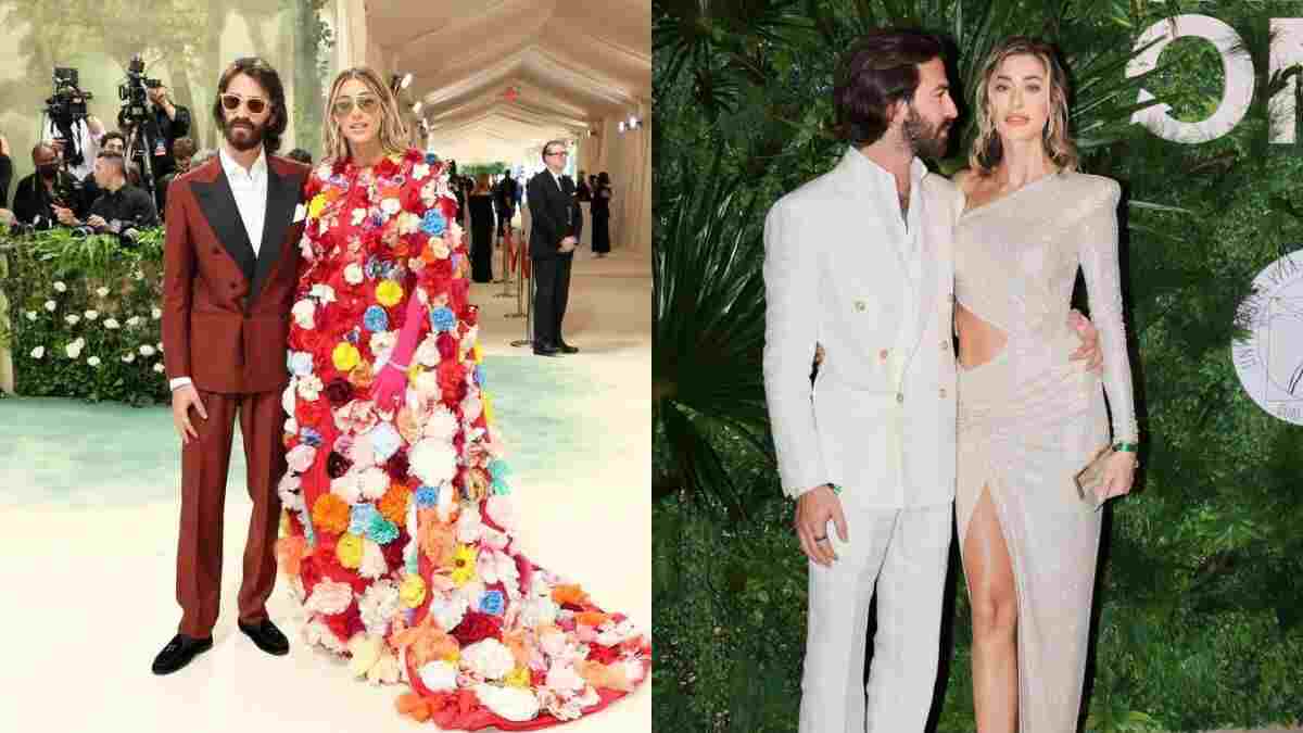 Jessica Serfaty and Leonardo Del Vecchio at the Met Gala Jessica Serfaty Wears a Nursery of Blossoms